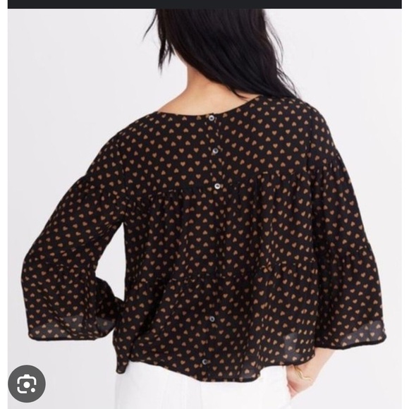 Madewell Silk Tiered Button Back Blouse - Picture 2 of 5